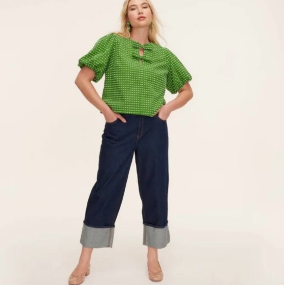 Kate Spade x Target Collab Wide Leg Cuffed Cropped Jeans LIKE NEW! Sz 8